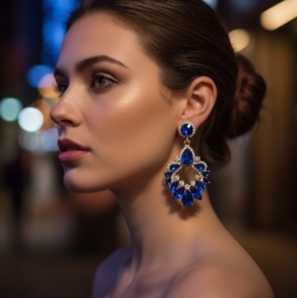 Blue Chandelier Earrings - Picture 5 of 5